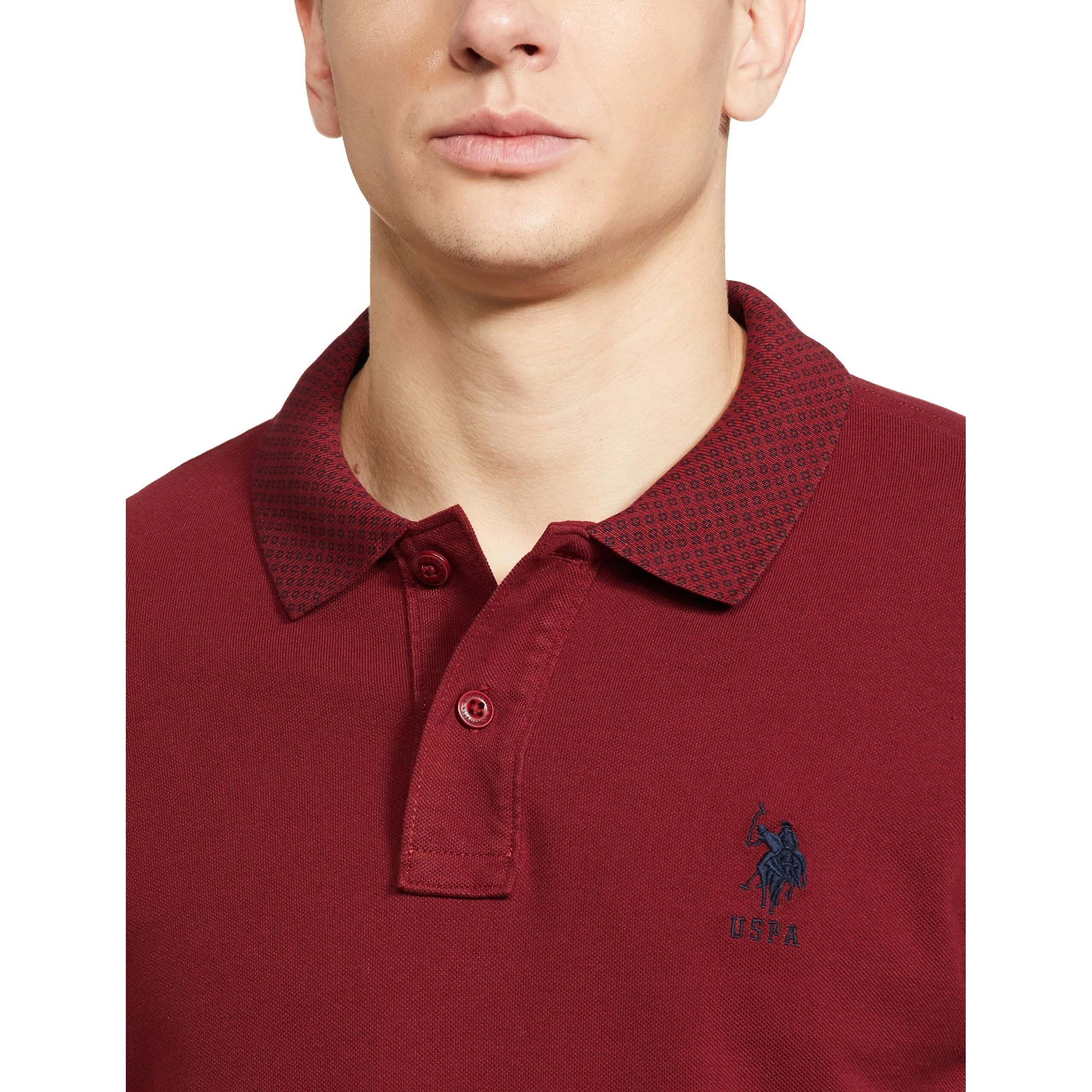 U.S. POLO ASSN. Mens Half Slleeve Polo Regular Fit T-Shirts (Ustshs1621_Maroon_Large)