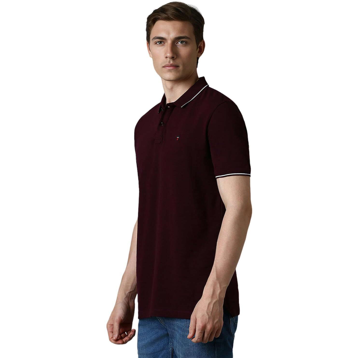 Louis Philippe Men's Solid Slim Fit T-Shirt (LRKPCSLF343897_Mauve