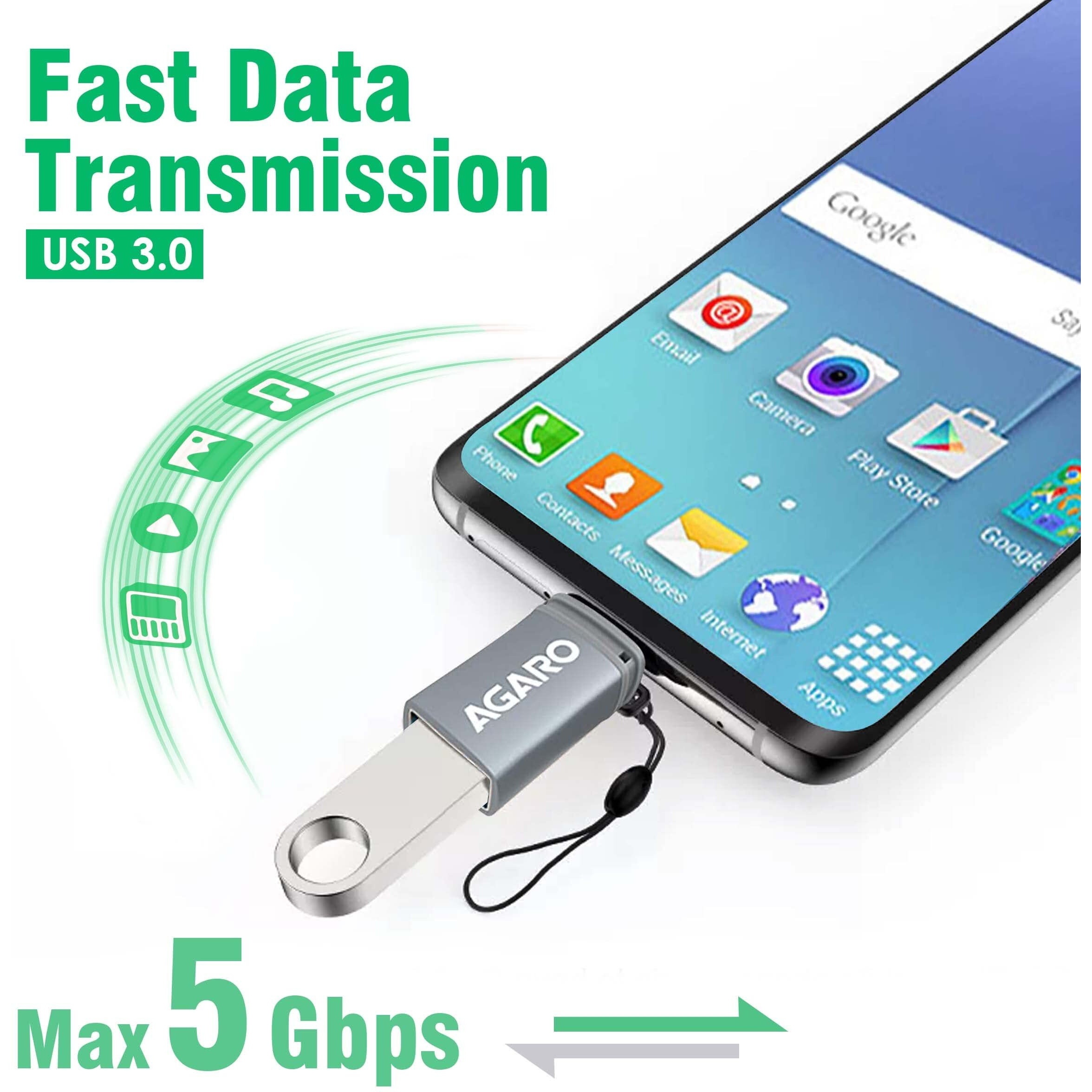 AGARO Blaze USB 3.0 to Type C OTG Adapter, Compatible with Thunderbolt to USB Adapter, Laptops including MacBook Pro, Air and All Type-C Devices, Portable and High-Speed Data Transfer