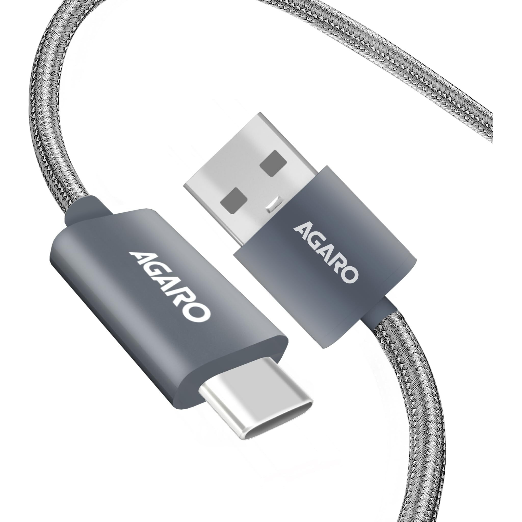 AGARO USB-A to Type C Cable, Unbreakable Braided Cable, 3A Fast Charging, Compatible with All Type C Devices Including Smartphones, Tablets etc, PD Technology, 1 M (3.2Ft), 480 Mbps Data Transmission