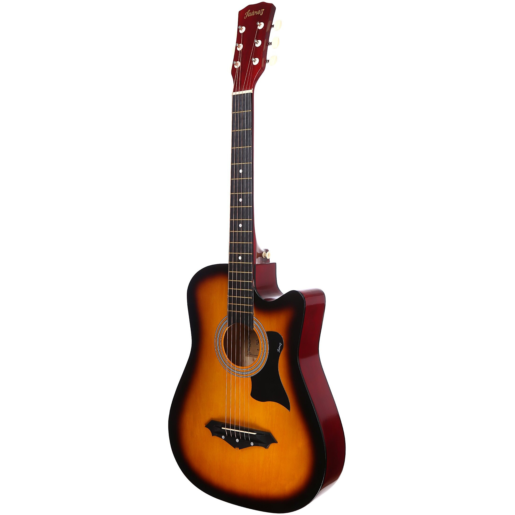 Jurez Acoustic Guitar, 38 Inch Cutaway, 038C with Bag, Strings, Pick and Strap, Black (Acoustic Guitar Kit, SUNBURST)