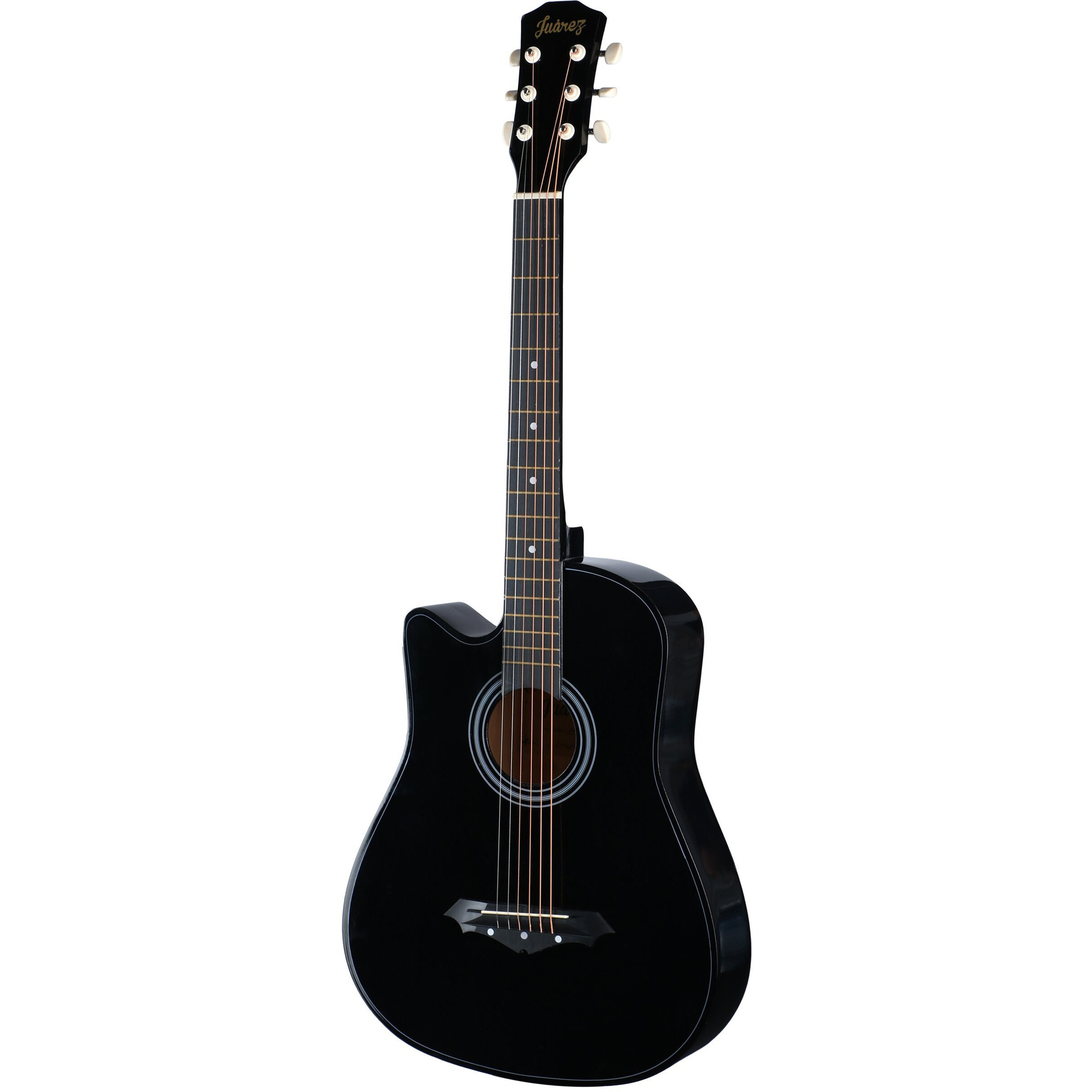 Juarez Acoustic Guitar, [ LEFT HANDED] 38 Inch Cutaway, 38CL/BK with Bag, Strings, Pick and Strap, Black