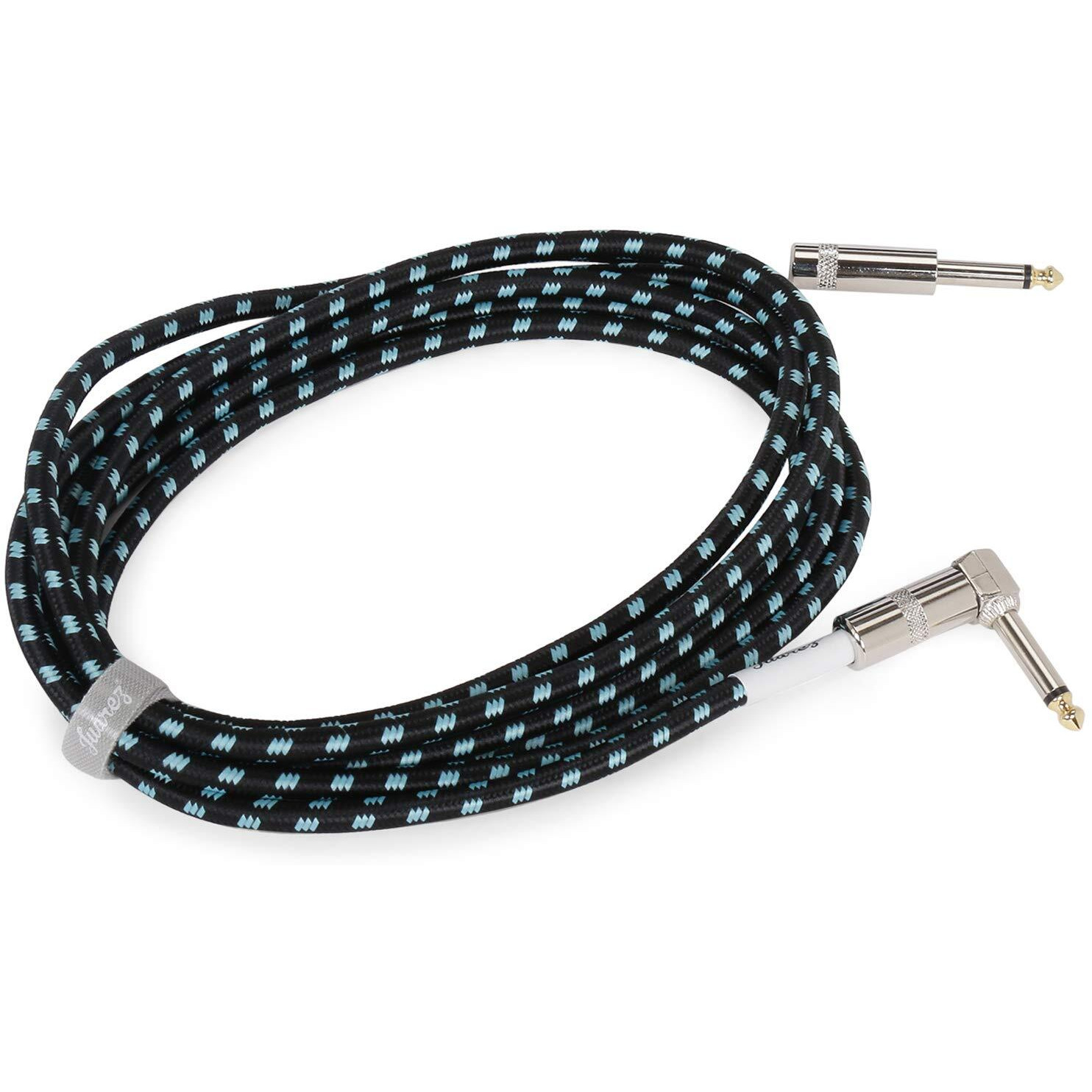 JUAREZ JAG130BK instrument cable electric bass guitar cable right-angled guitar cable professional noise protection 6.3mm 1/4 inch for guitar bass keyboards amps (3m Black)