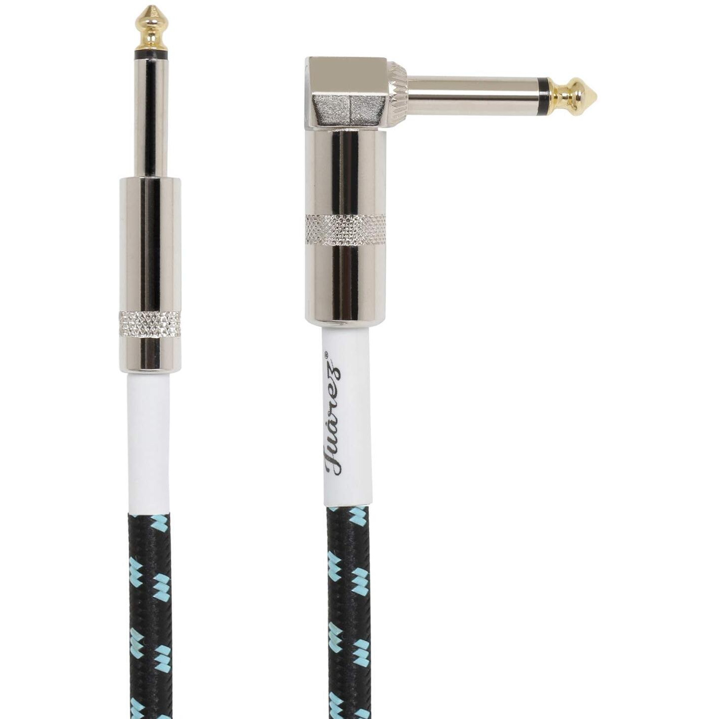 JUAREZ JAG130BK instrument cable electric bass guitar cable right-angled guitar cable professional noise protection 6.3mm 1/4 inch for guitar bass keyboards amps (3m Black)
