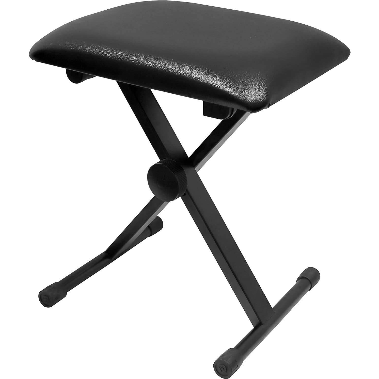 JUAREZ Steel Jak100 Adjustable X Style Cushion Padded Piano Keyboard Bench, Black