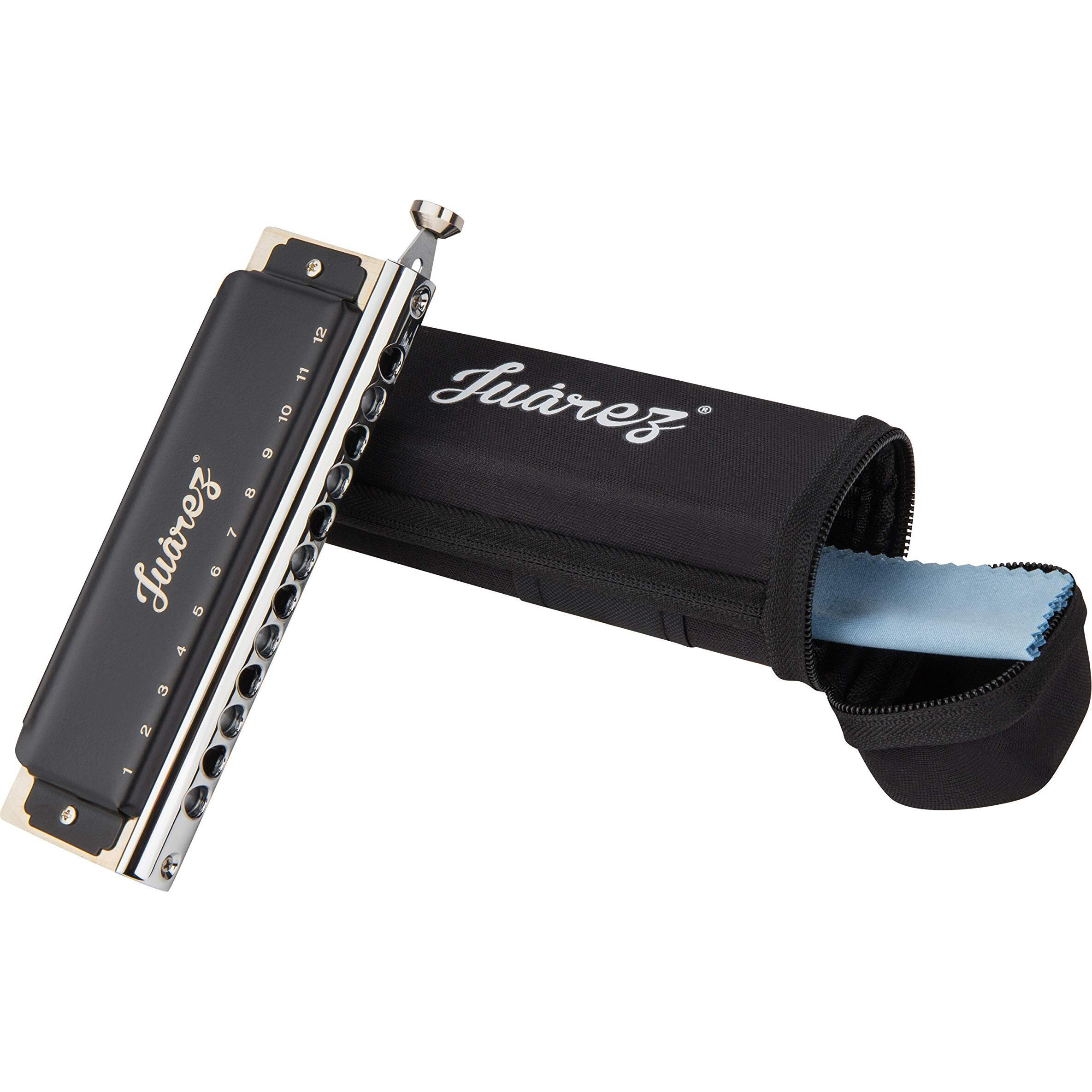 JUAREZ BlackBird JRH1248K Professional Chromatic Harmonica Key of C Scale | 12 Holes 48 Tones | Mouth Organ | Cover - Chrome-Plated Copper Board | Comb - ABS | Reed - Phosphor Bronze with Cloth