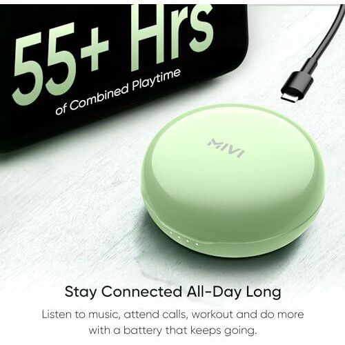 Mivi DuoPods A750 True Wireless Earbuds, 55+ Hrs Playtime, Multi Device Connectivity, AI-ENC for Call Clarity, Type C Fast Charging, Metallic Finish, 13MM Drivers, IPX 4.0, Made in India
