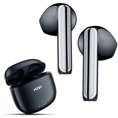 Mivi DuoPods i1 True Wireless Earbuds, 45+ Hrs Playtime, HD Call Clarity, Fast Charging, Type C, 13mm Bass Drivers, IPX 4.0 Sweat Proof, BT v5.3, Made in India Earbuds