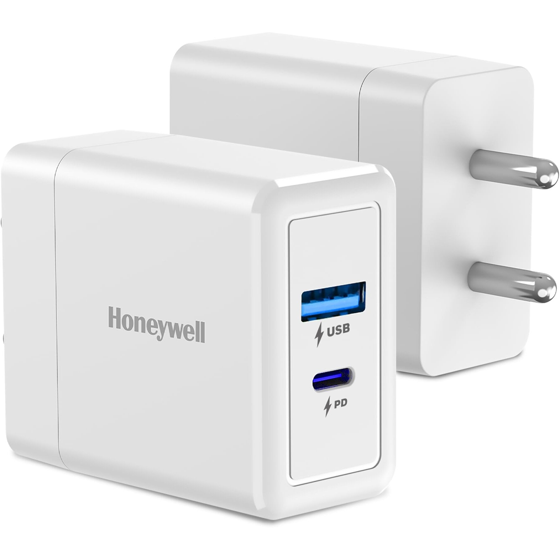 Honeywell Zest Charger GaN 65W, Ultra-Fast Charger with PPS Support, 1xType C PD 3.0 Port & 1x USB A Port, BIS Certified, Compatible with iPhone,MacBook Air,iPad Pro,Pixel,Galaxy,Laptops