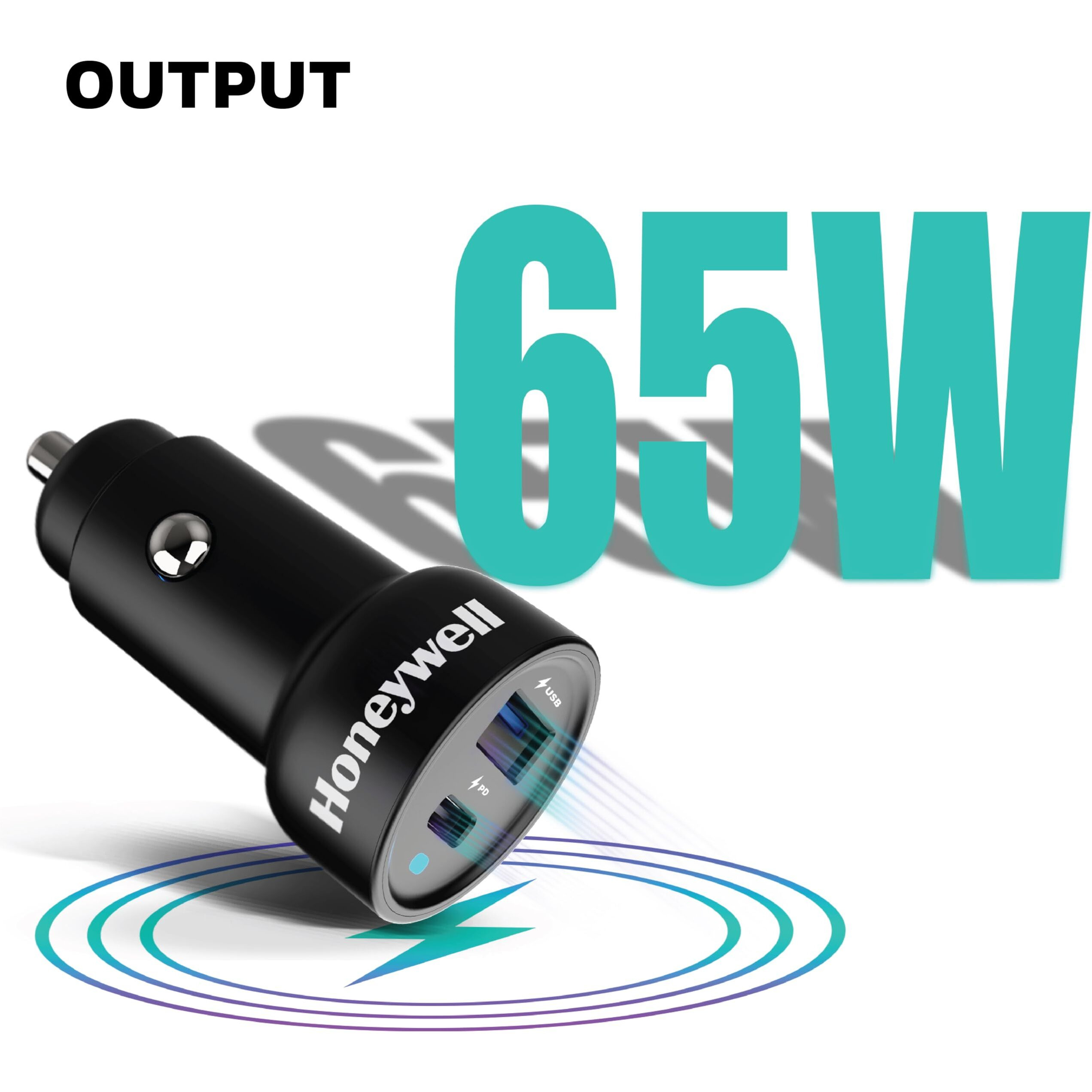 Honeywell Micro CLA 83W PD Smart Car Charger, 65W Type C PD & 18W USB A Port, Ultra-Fast Charging, Compatible with All Car for iPhone, Smartphones, Laptops, Tablets, 3 Years Manufacturer Warranty