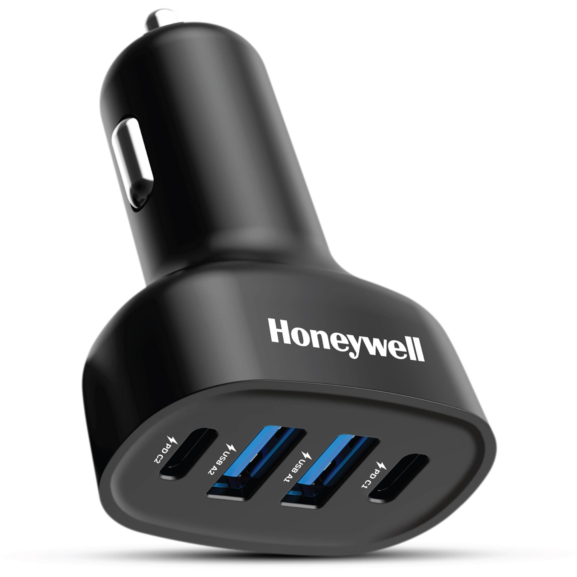 Honeywell Newly Launched Micro CLA 100W PD Smart Car Charger, 2xType C & 2xUSB A Port, Ultra-Fast Charging, Compatible with All Smartphone and Apple Devices (iPhone X and Above variants)