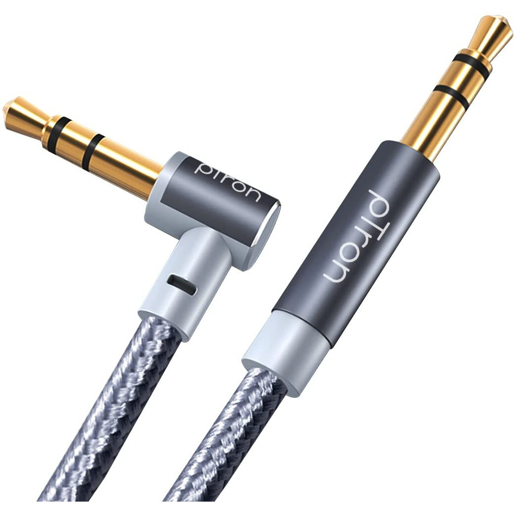 pTron 3.5mm Male to Male Stereo Aux Cable, compatible with Smartphones/Tablets, 90 Degree Gold-plated Connectors, Solero A15 Tangle-free Metal Shell Audio Cable (Nylon Braided, 1.5M, Grey)
