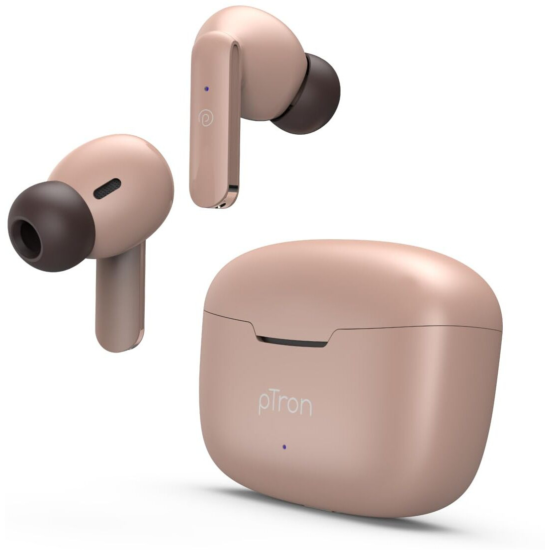 pTron Bassbuds Duo in-Ear Wireless Earbuds with Immersive Sound,32Hrs Playtime,Clear Calls TWS Earbuds,Bluetooth V5.1 Headphone,Type-C Fast Charging,Voice Assistant&Ipx4 Water Resistant (Brown)