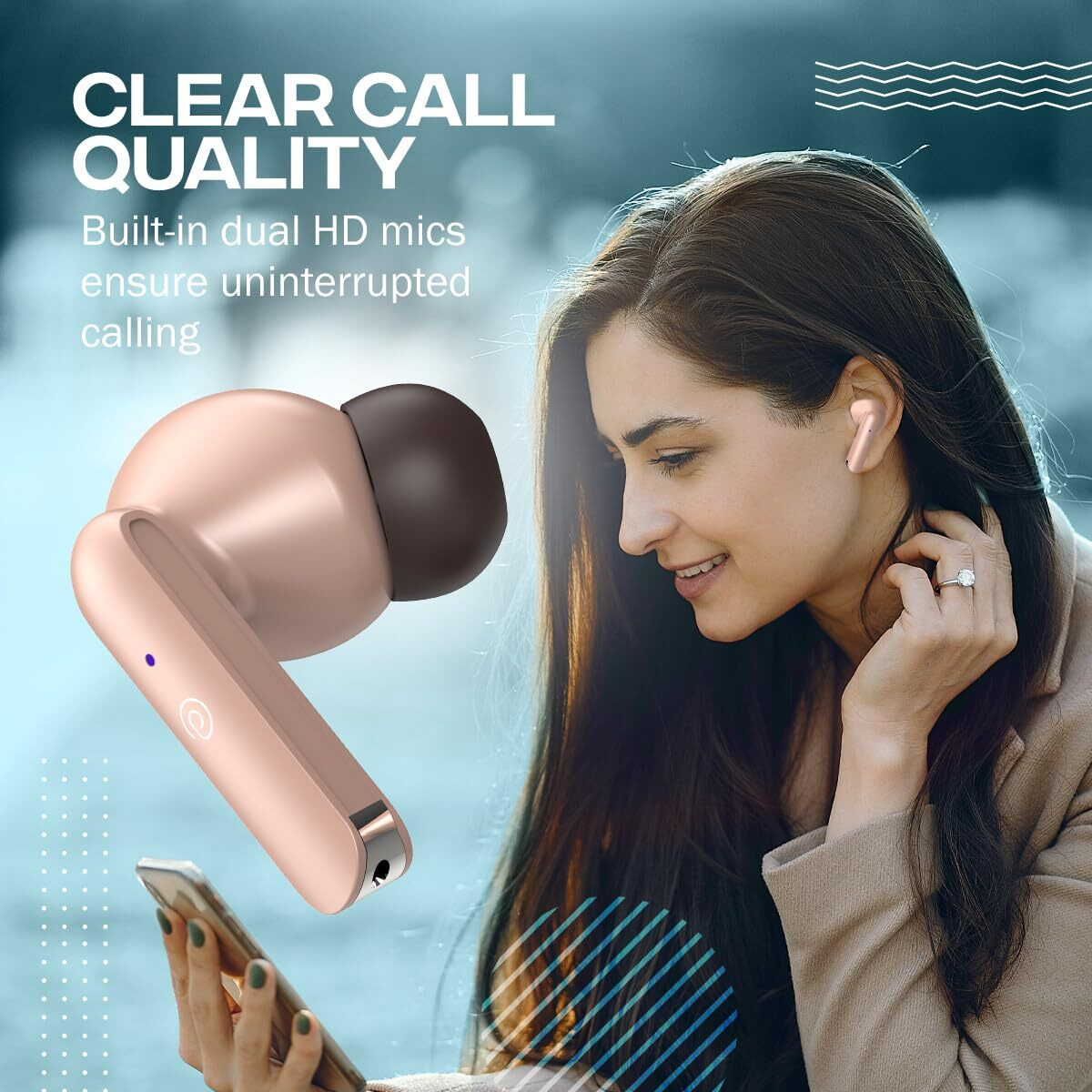 pTron Bassbuds Duo in-Ear Wireless Earbuds with Immersive Sound,32Hrs Playtime,Clear Calls TWS Earbuds,Bluetooth V5.1 Headphone,Type-C Fast Charging,Voice Assistant&Ipx4 Water Resistant (Brown)