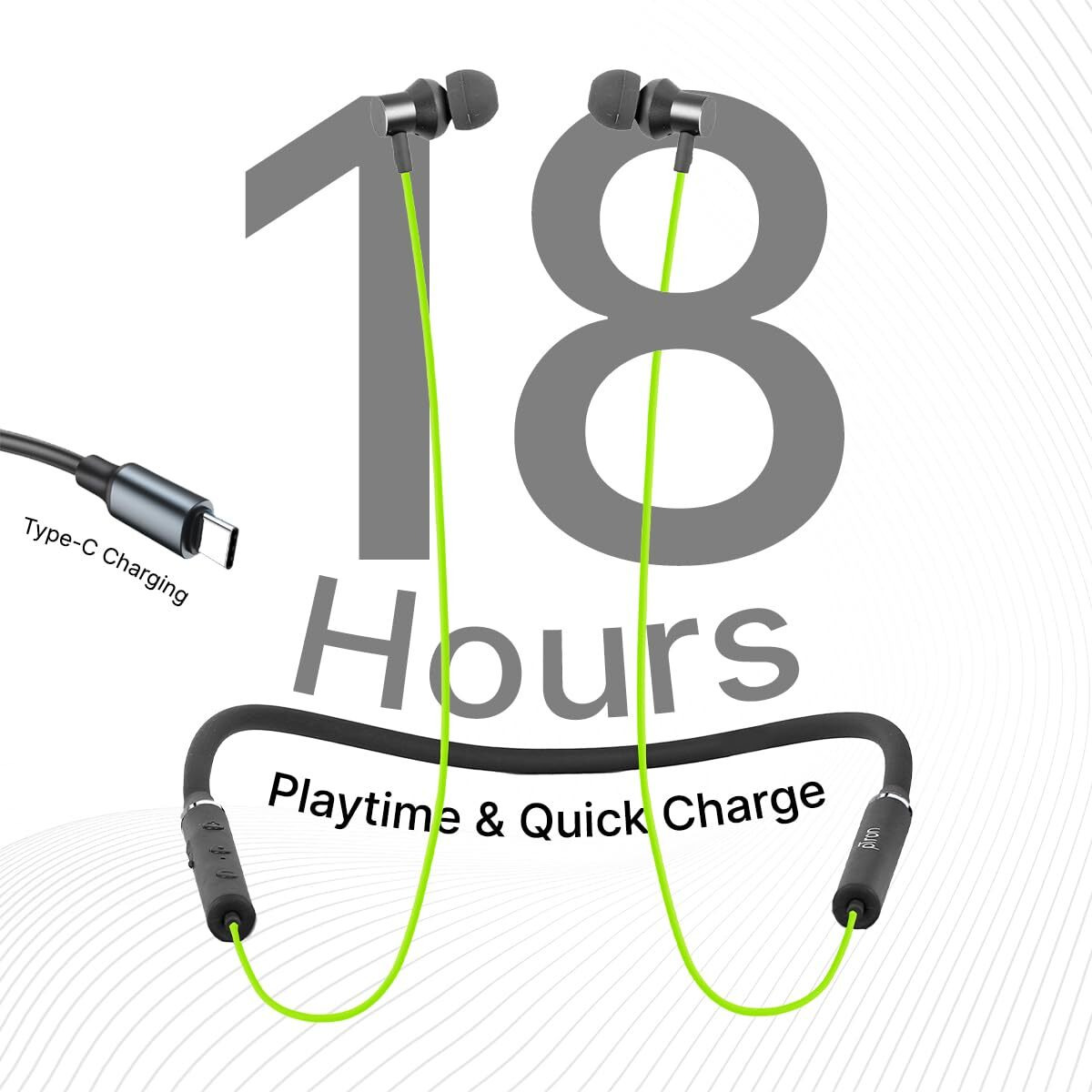pTron Tangentbeat in-Ear Bluetooth 5.0 Wireless Headphones, Deep Bass, 18H Playtime, Clear Calls, Dual Device Pairing Wireless Neckband, Fast Charging, Voice Assistant & IPX4 (Green/Grey)
