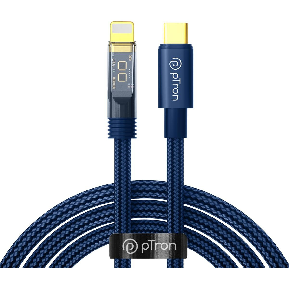 pTron Solero 30W Type-C to 8 Pin iOS Device Fast Charging Cable, Compatible with Iphone 14, 14 Pro, 14 Pro Max, 14 Plus, 13, 13 Pro, 13 Pro Max, 13 Mini,12,12 Pro, Unbreakable Nylon Braid (1M, Blue)