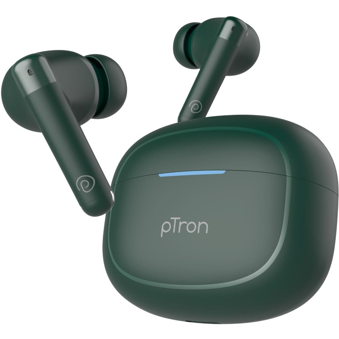 pTron Bassbuds Duo Pro TWS in Ear Earbuds with 3D Audioscape,Trutalk Ai-Enc Calls,Thunder Bass,38H Playtime,50Ms Low Latency Movie/Music Modes,Bt 5.3&Ultra Hd Mic,Fast Type-C Charging&Ipx5(Green)