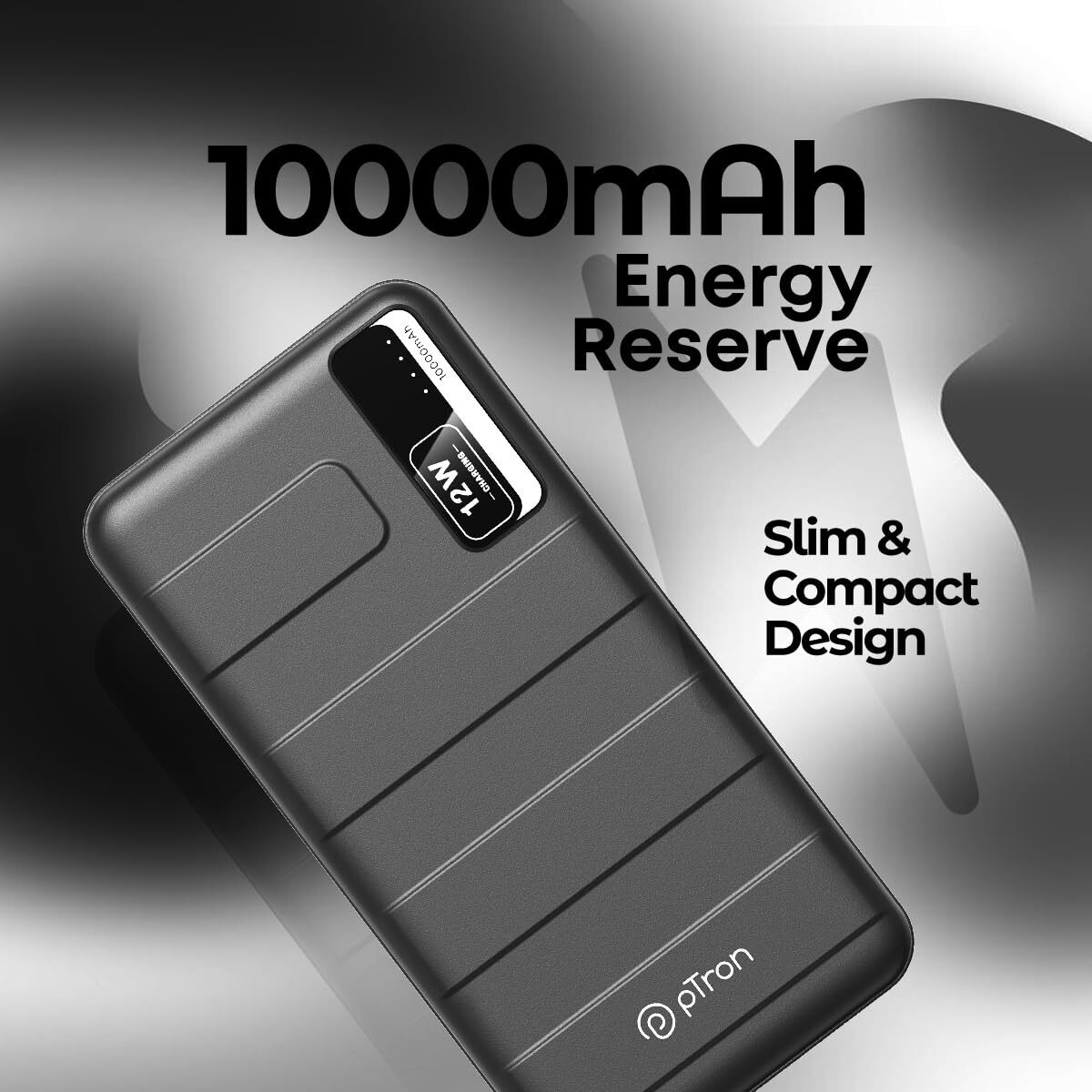 pTron Dynamo Nitro 10000mAh 12W Power Bank, Dual USB Charging Ports, 2 Input Ports Type-C & Micro USB, Made in India, Multiple Layers of Protection & BIS Certified (Black)