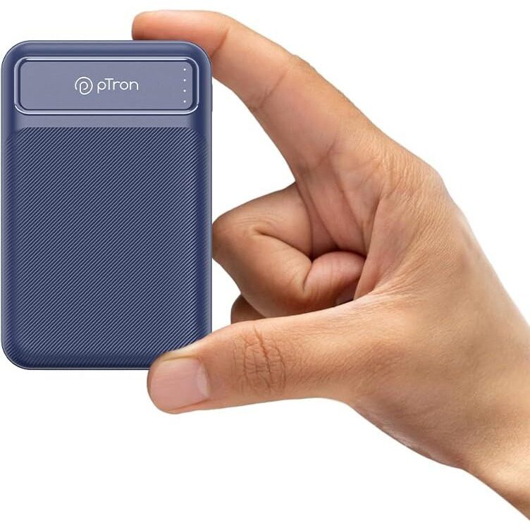 pTron Dynamo Spark 10000mAh 22.5W Power Bank, Compact Size Fast Charging, Supports VOOC/Wrap/Dash USB Charging, 20W PD Fast Charging, 3 Output Ports, 2 Input Ports & BIS Certified (Blue)