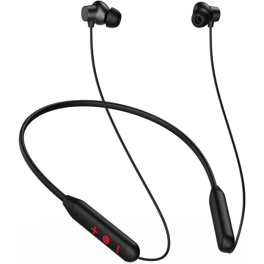 pTron Tangent Eon in-Ear Bluetooth 5.3 Wireless Headphones, 45H Playtime, HD Mic & TruTalk AI-ENC Calls, Movie/Music Modes, Dual Device Pairing & Type-C Fast Charging & IPX5 (Black)