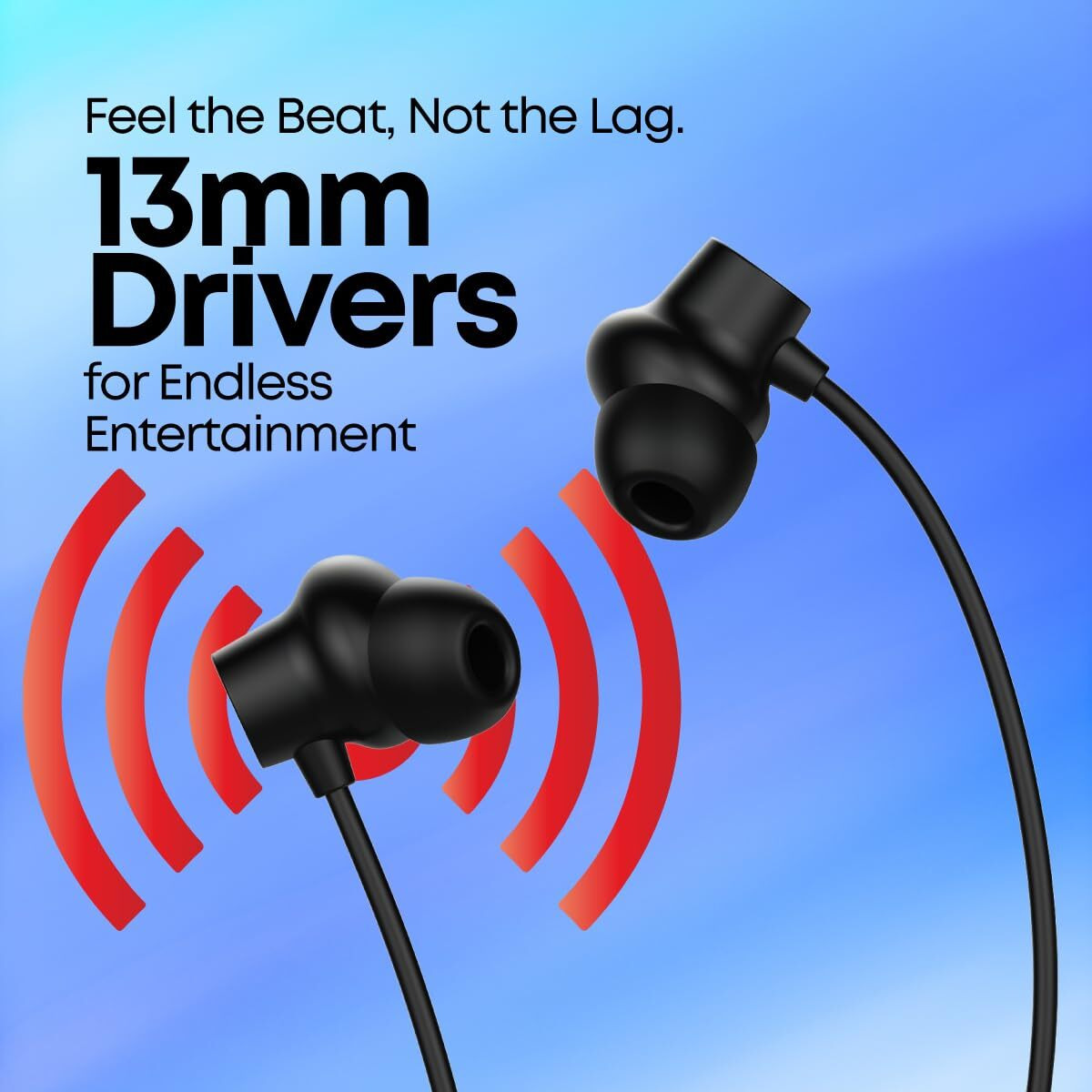 pTron Tangent Eon in-Ear Bluetooth 5.3 Wireless Headphones, 45H Playtime, HD Mic & TruTalk AI-ENC Calls, Movie/Music Modes, Dual Device Pairing & Type-C Fast Charging & IPX5 (Black)