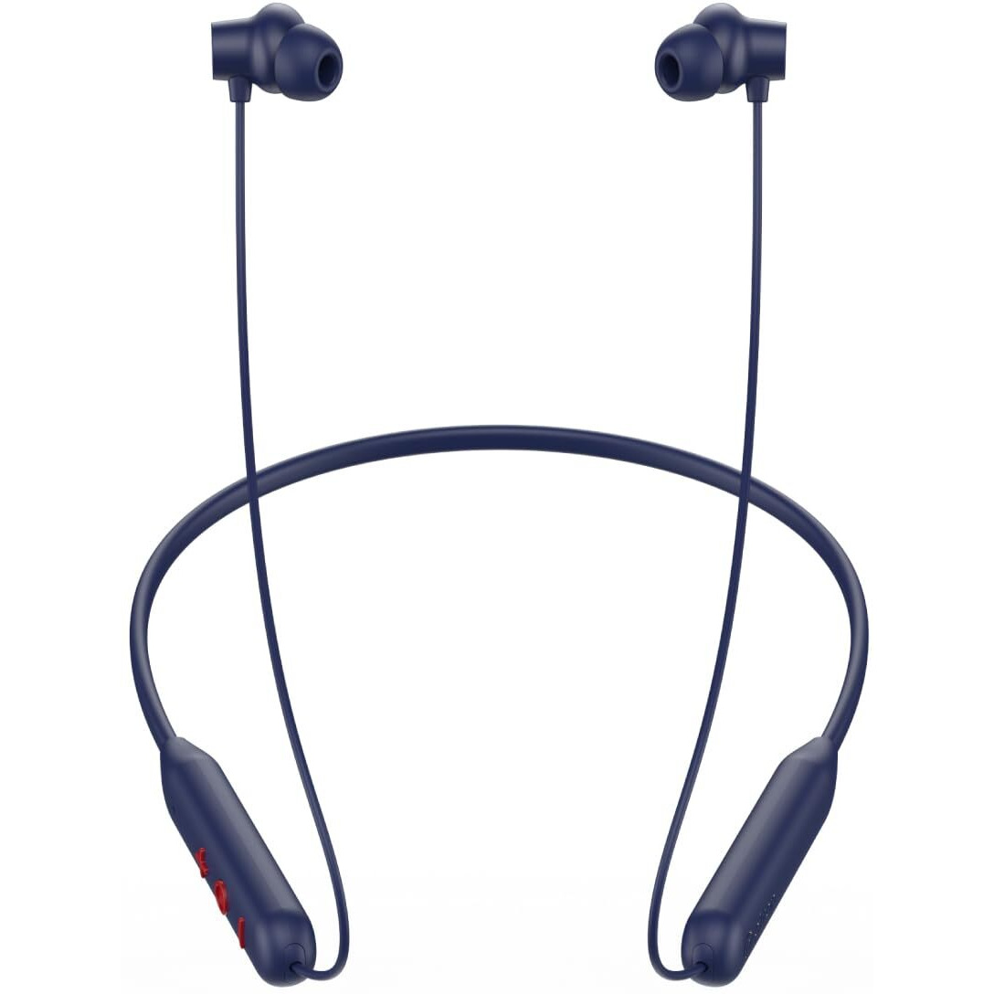 pTron Tangent Eon in-Ear Bluetooth 5.3 Wireless Headphones, 45H Playtime, HD Mic & TruTalk AI-ENC Calls, Movie/Music Modes, Dual Device Pairing & Type-C Fast Charging & IPX5 (Dark Blue)