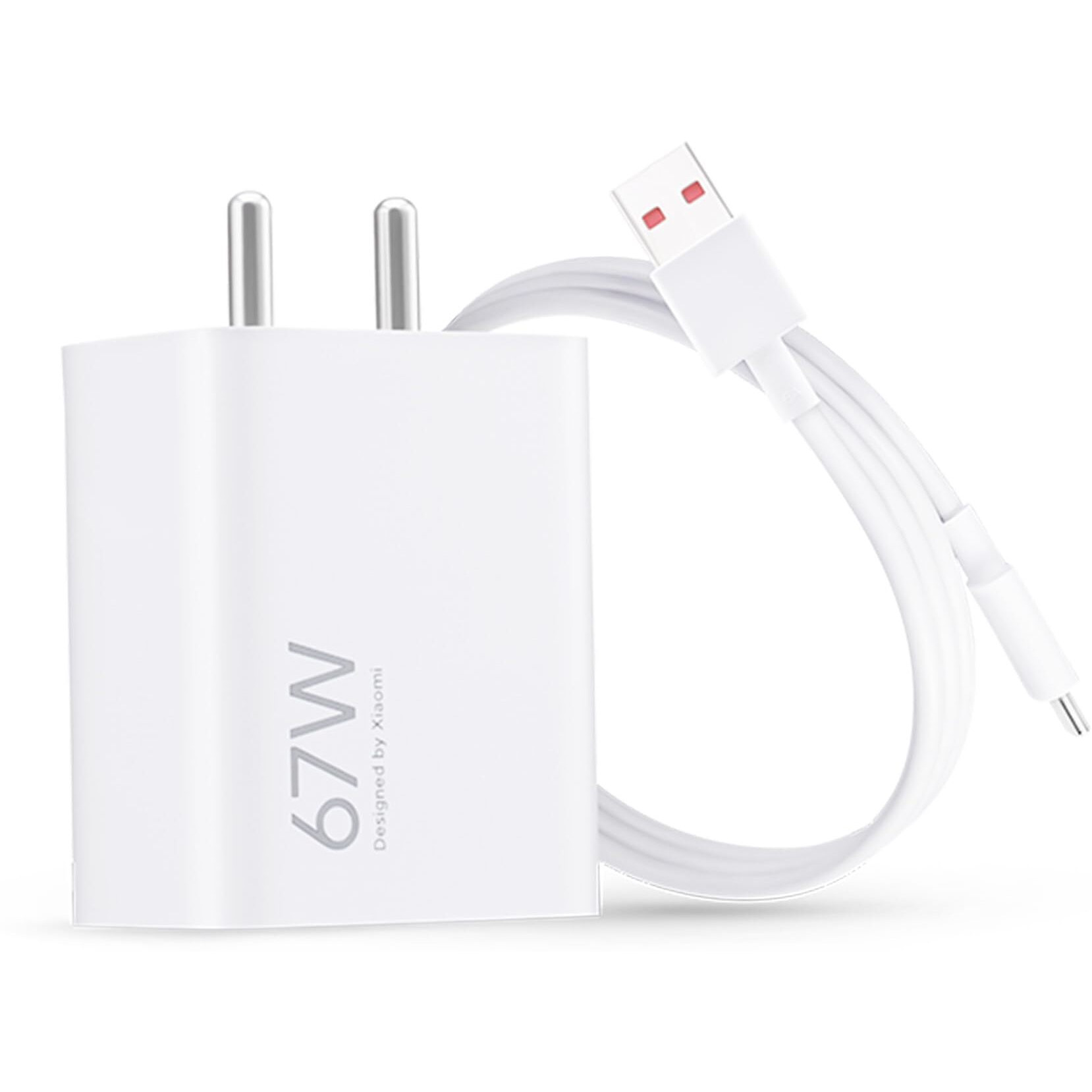 MI Xiaomi 67W Fast Charger USB-C Charging Adapter - Quick Charge 4.0 Power Delivery PD Charger with Cable for Redmi Note, Poco, Mi Phone Series (White)