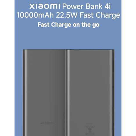 Xiaomi Power Bank 4i 10000mAh 22.5W Fast Charging PD | Power Delivery | QC 3.0|Type C Input & Output |Triple Output Ports|Classic Black|Supports Android and Apple, Tablets, Earbuds, Watches etc
