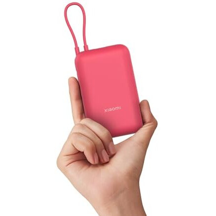 Xiaomi Pocket Power Bank 10000mAh 22.5W Fast Charging|Inbuilt Cable|Slim & Compact|Power Delivery|QC 3.0|Type-C Input & Output|3 Output Port|Maroon|Supports Android,Apple,Tablets,Earbuds,Watches