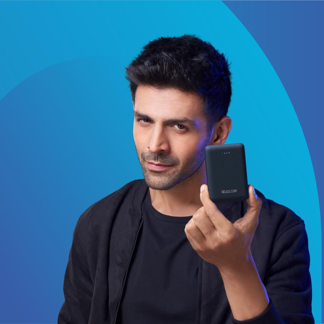 URBN 10000 mAh Ultra Compact 22.5W Super Fast Charging Pocket Power Bank with Quick Charge & Power Delivery, Type C Input/Output, Made in India, Type C Cable Included (Blue)