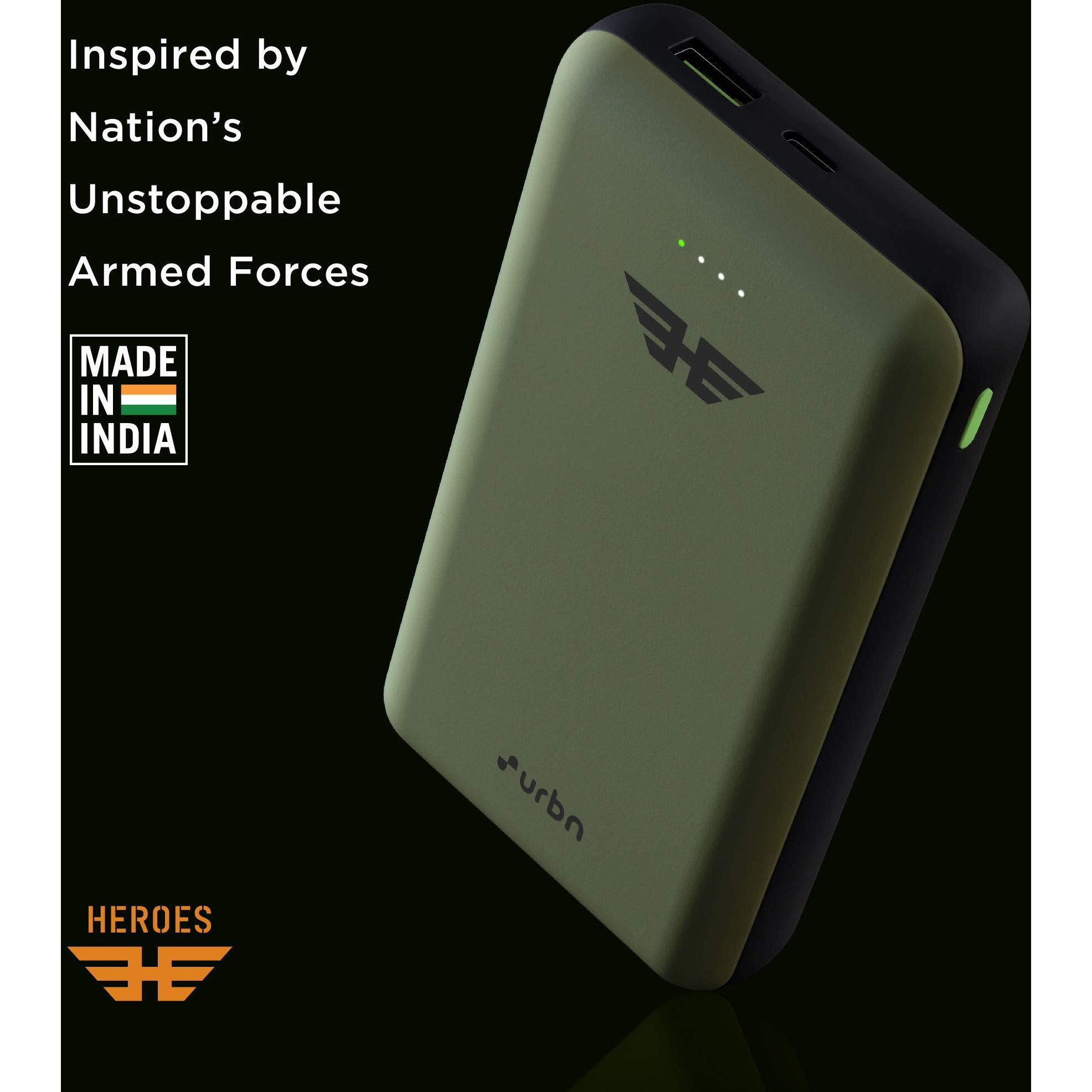 URBN 20000 mAh Lithium_Polymer 22.5W Super Fast Charging Ultra Compact Power Bank with Quick Charge & Power Delivery, Type C Input/Output, Made in India, Type C Cable Included (Camo)