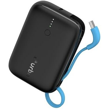 URBN 10000 mAh Nano Link Power Bank with in-Built USB-C Cable| 22.5W Fast Charging | Type C PD (Input& Output) | Made in India | Two Way Fast Charge | for iPhone, Android & More (Black)