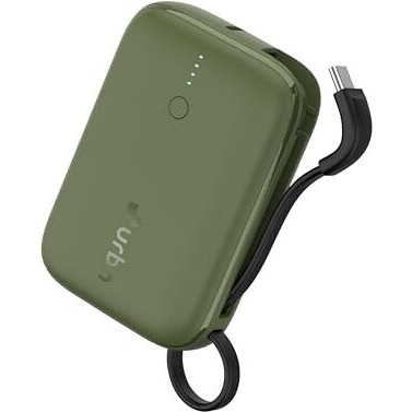 URBN 10000 mAh Nano Link Power Bank with in-Built USB-C Cable| 22.5W Fast Charging | Type C PD (Input& Output) | Made in India | Two Way Fast Charge | for iPhone, Android & More (Camo)