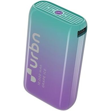 URBN 10000 mAh Nano Power Bank Juice Box Edition with EV-Batteries | 20W Fast Charging | Smallest Power Bank | Type C PD (Input& Output) | Made in India | Dual Output | (Grape Ice)