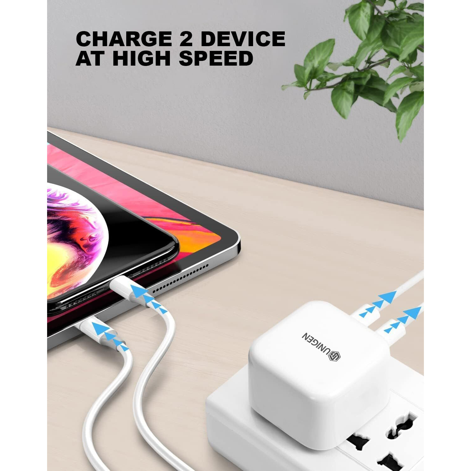 UNIGEN 35w PD Dual Port Charger USB Type-C Adapter for iPhone 16/15/15 Plus/15 Pro/15 Pro Max, 14/13/12/11 Series, Samsung & All Android & iOS Devices Multiple Protection Fast Charger BIS Certified