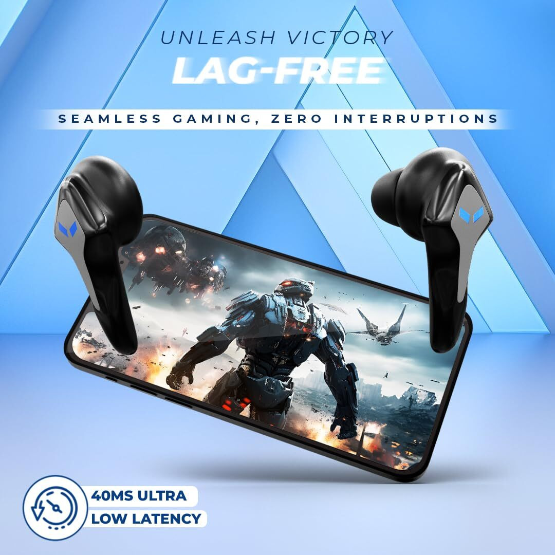 Lapcare Champ Series in Ear Probuds, Up to 50Ms Low Latency & Built-in Mic, 60H Playtime, Ipx5 Sweat & Water Resistant, Touch Controls & Voice Control, Super Fast Charging (Black)