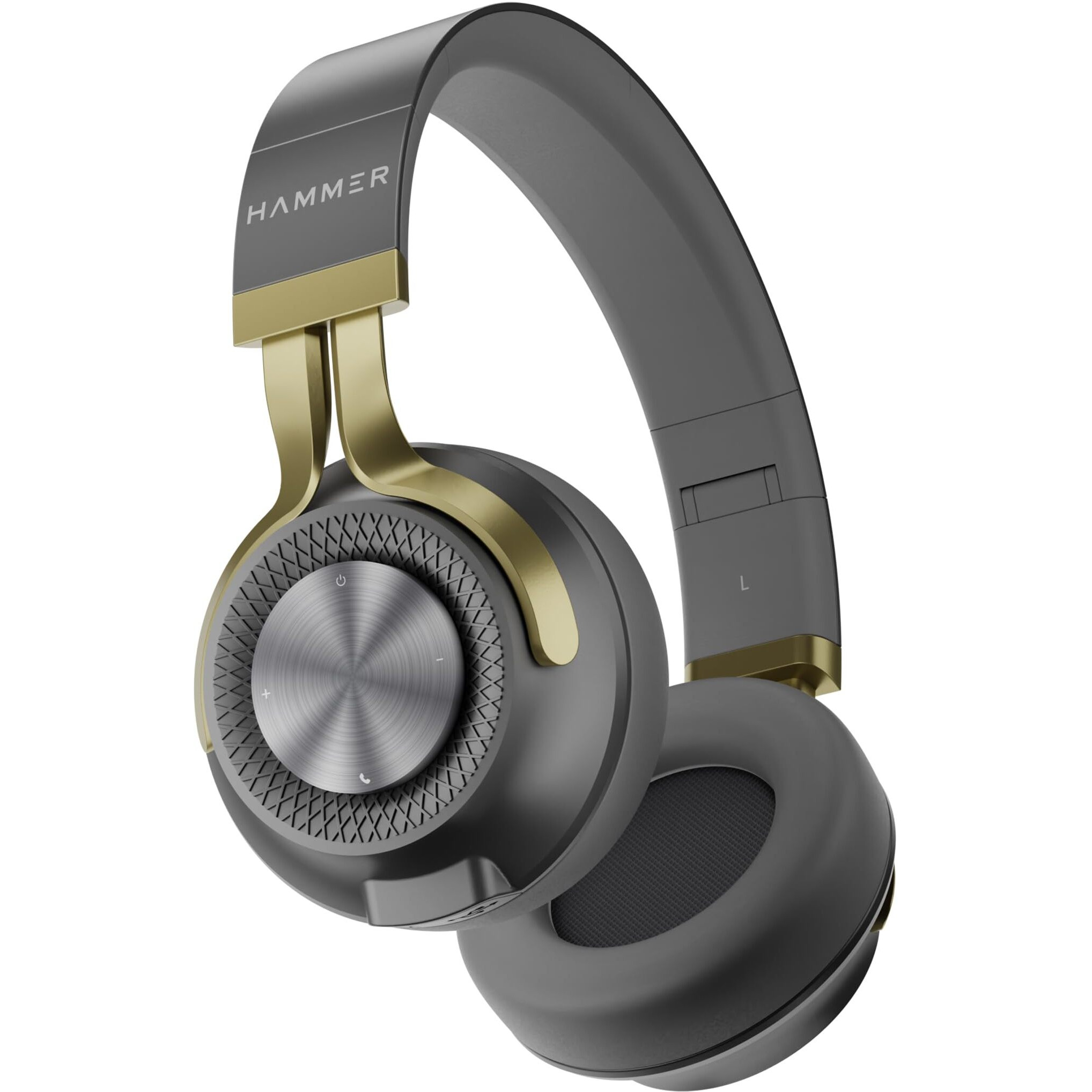 HAMMER Bash 2.0 Over The Ear Wireless Bluetooth Headphones with Mic, Deep Bass, Foldable Headphones, Upto 8 Hours Playtime, Workout/Travel, Bluetooth 5.0 (Grey)