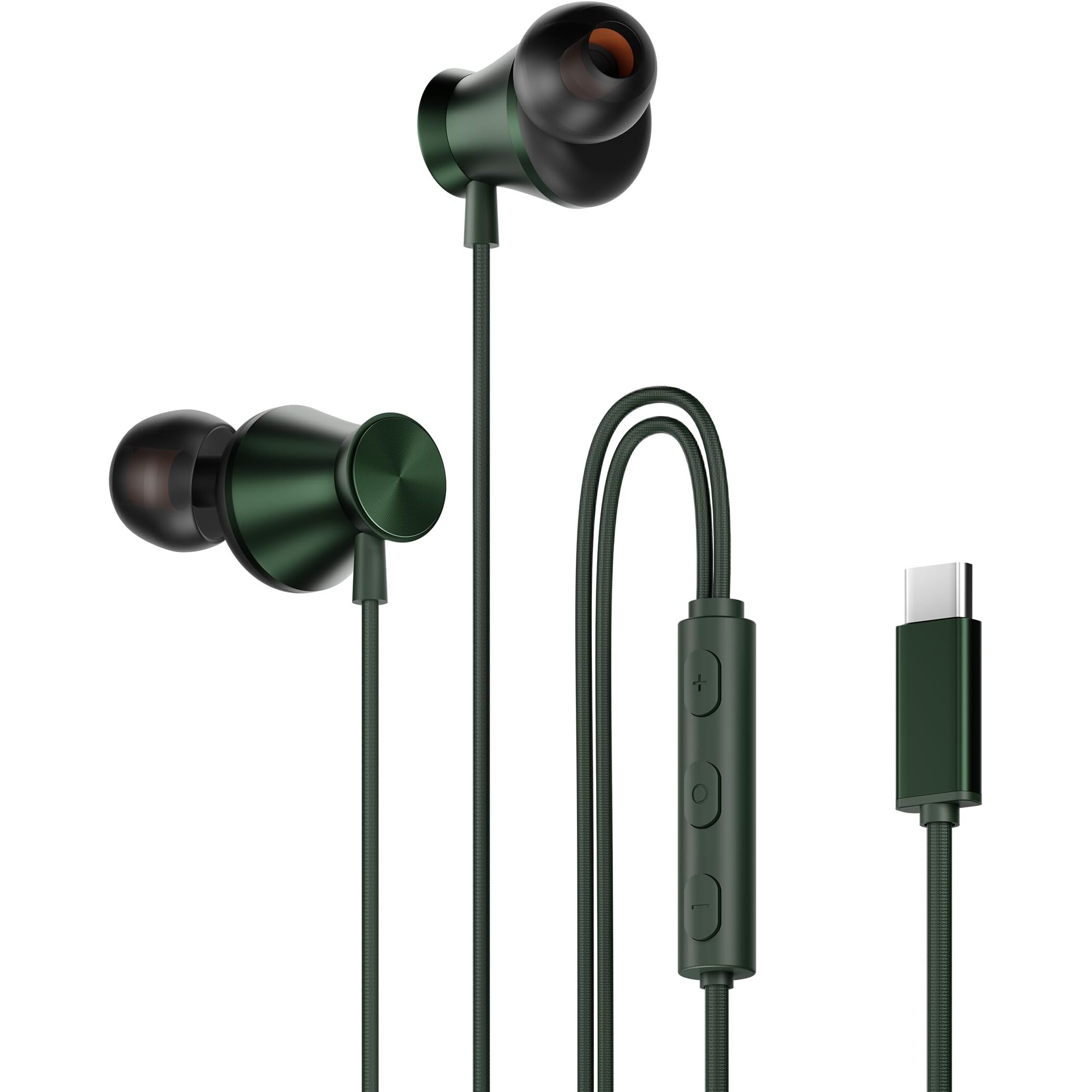 HAMMER Nova in Ear C Type Earphones Wired with Mic,13mm Driver, in-line Control, Metallic Built, Powerful Bass, Comfortable & Lightweight (Green)