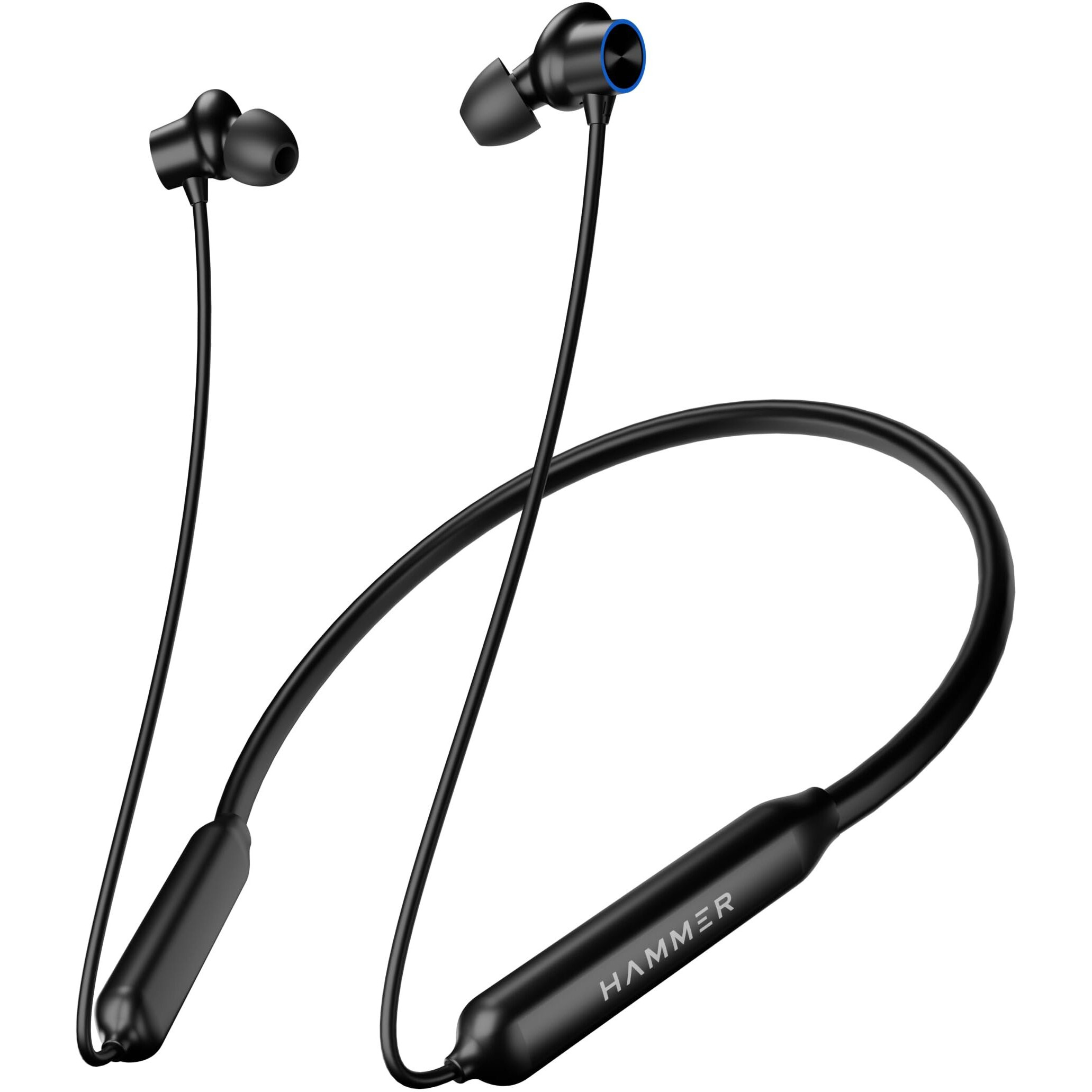 HAMMER Splendor in Ear Bluetooth Neckband with Magnetic Earbuds, Deep Bass, Built-in Mic, Upto 18 Hrs Playtime, BT 5.2, Micro USB Charging Port (Black)