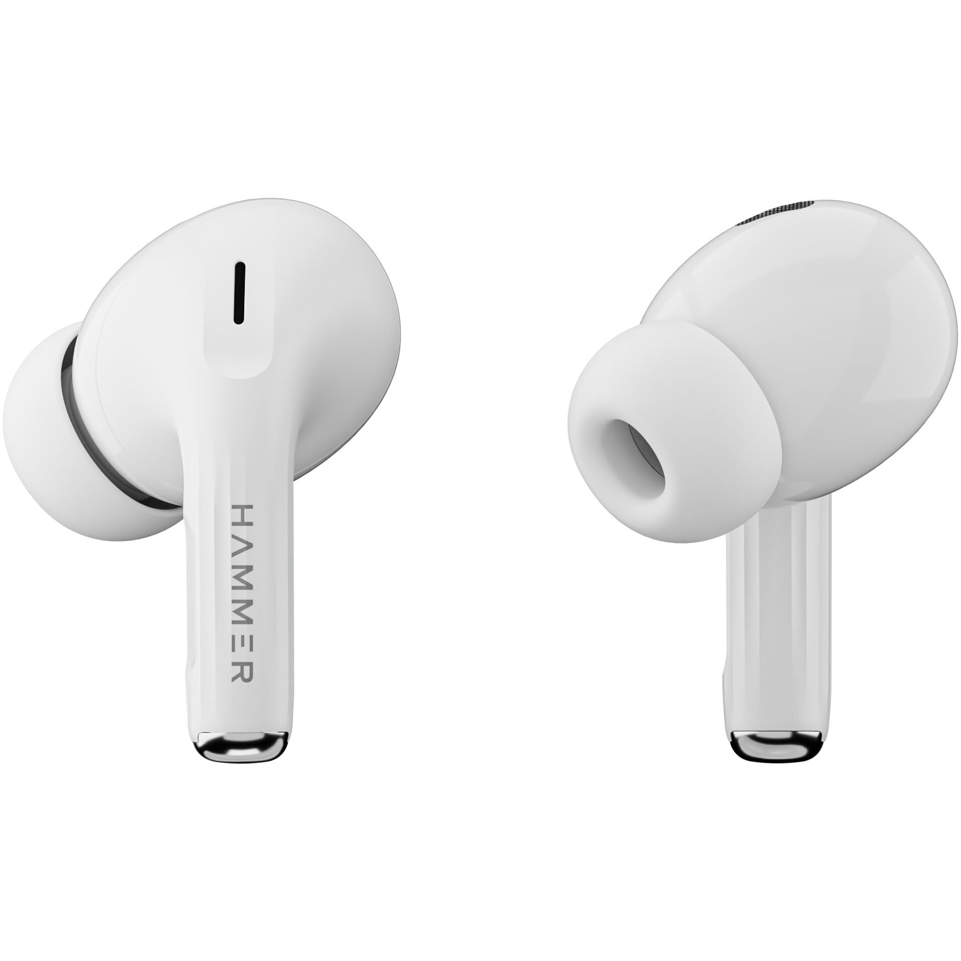 HAMMER Aeromax ANC (32dB) TWS, BTv5.4, Low Latency, in-Ear Bluetooth Earbuds with Clear ENC Calling, Quad Mics, Type-C,Touch Controls, Deep Bass, 30 Hrs Playtime (White)