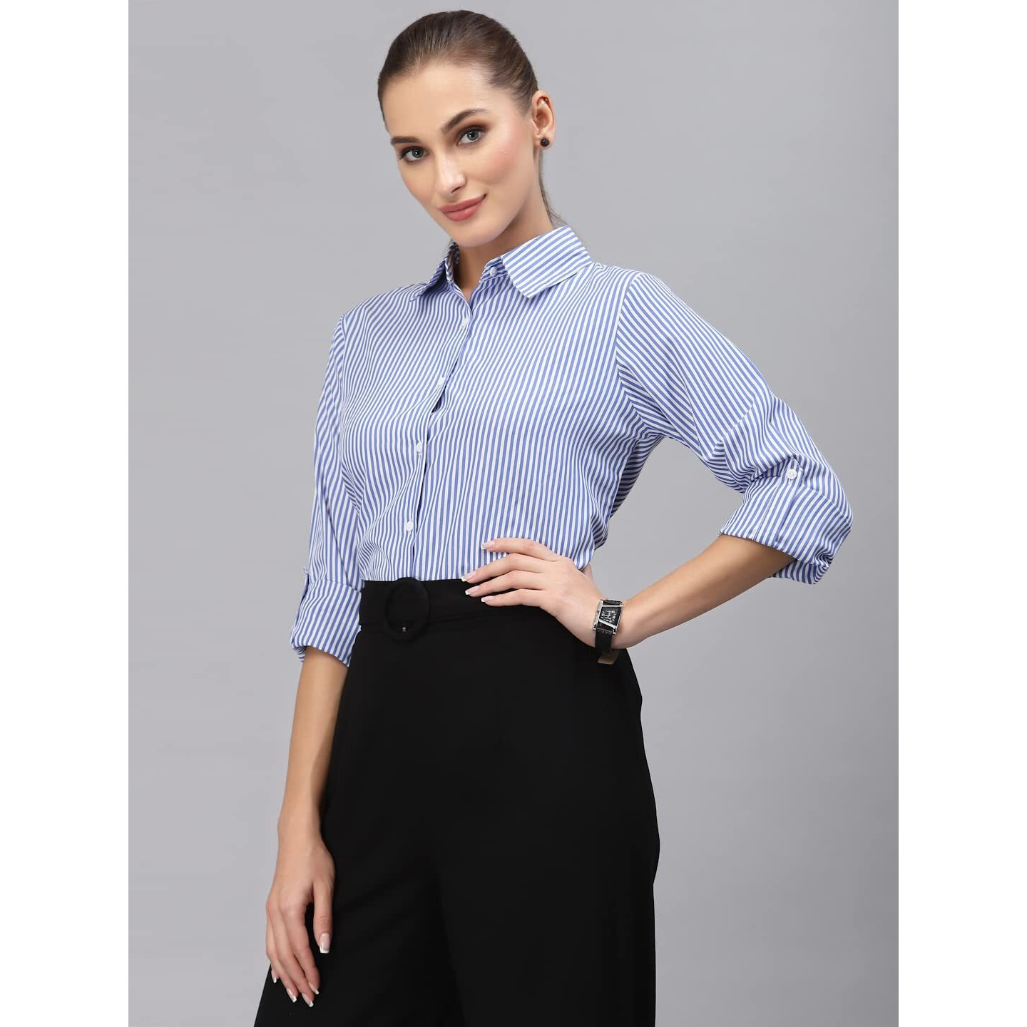 Style Quotient Women Blue Striped Shirt