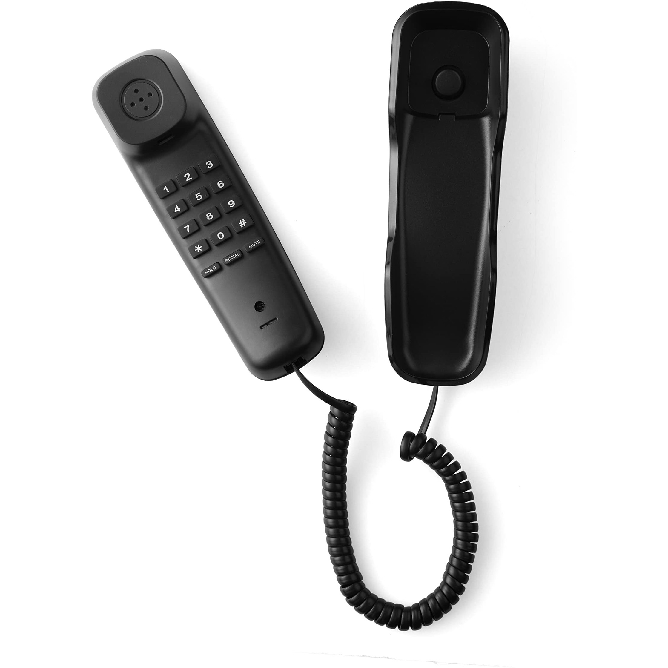 Hola TF 510 Corded Landline Phone, Wall/Desk Mountable, Clear Call Quality, Compact Design, Redial/Mute/Hold Function (Made in India) (Black)