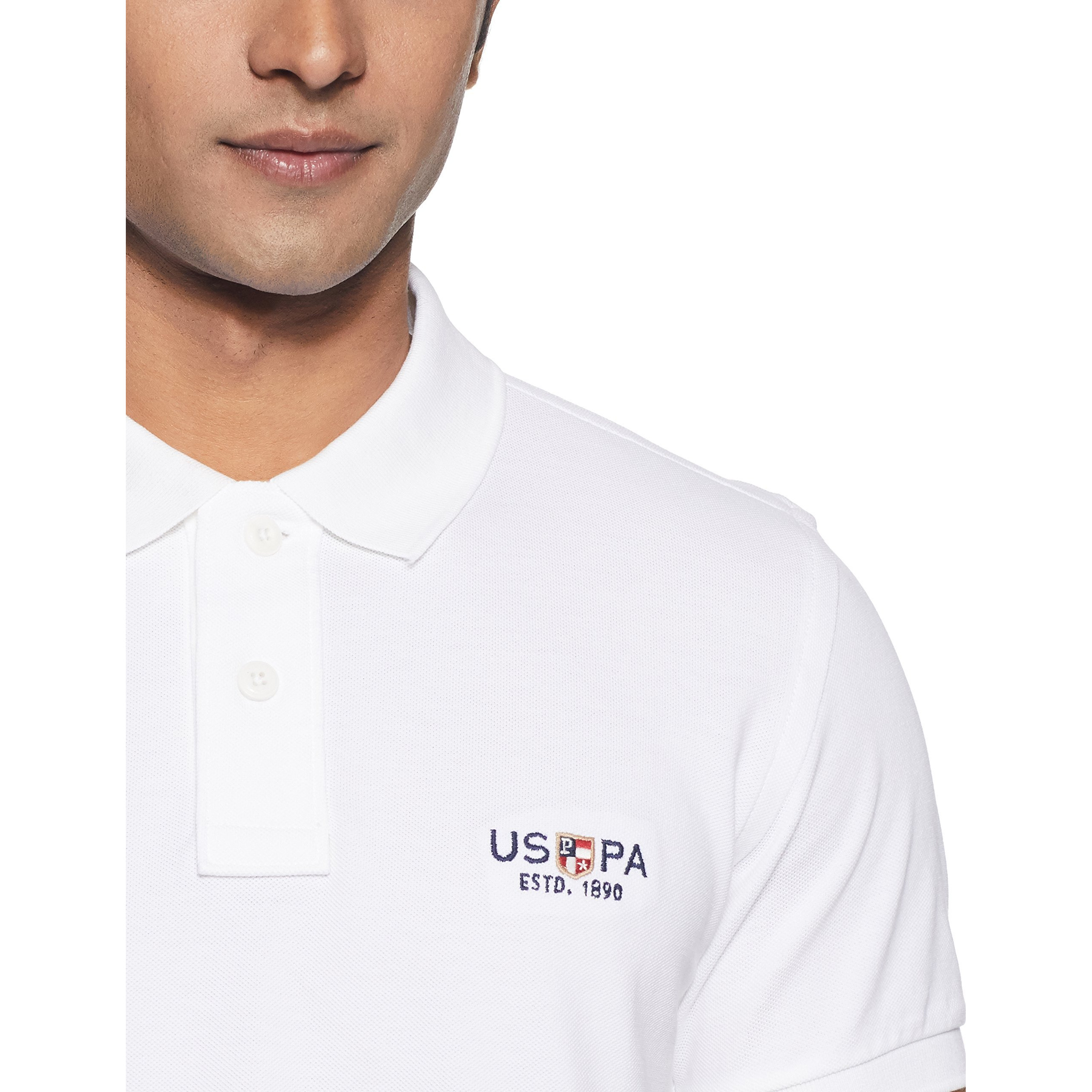 U.S. POLO ASSN. Men's Solid Regular Fit Cotton Polo (USTS5789_White_Medium)