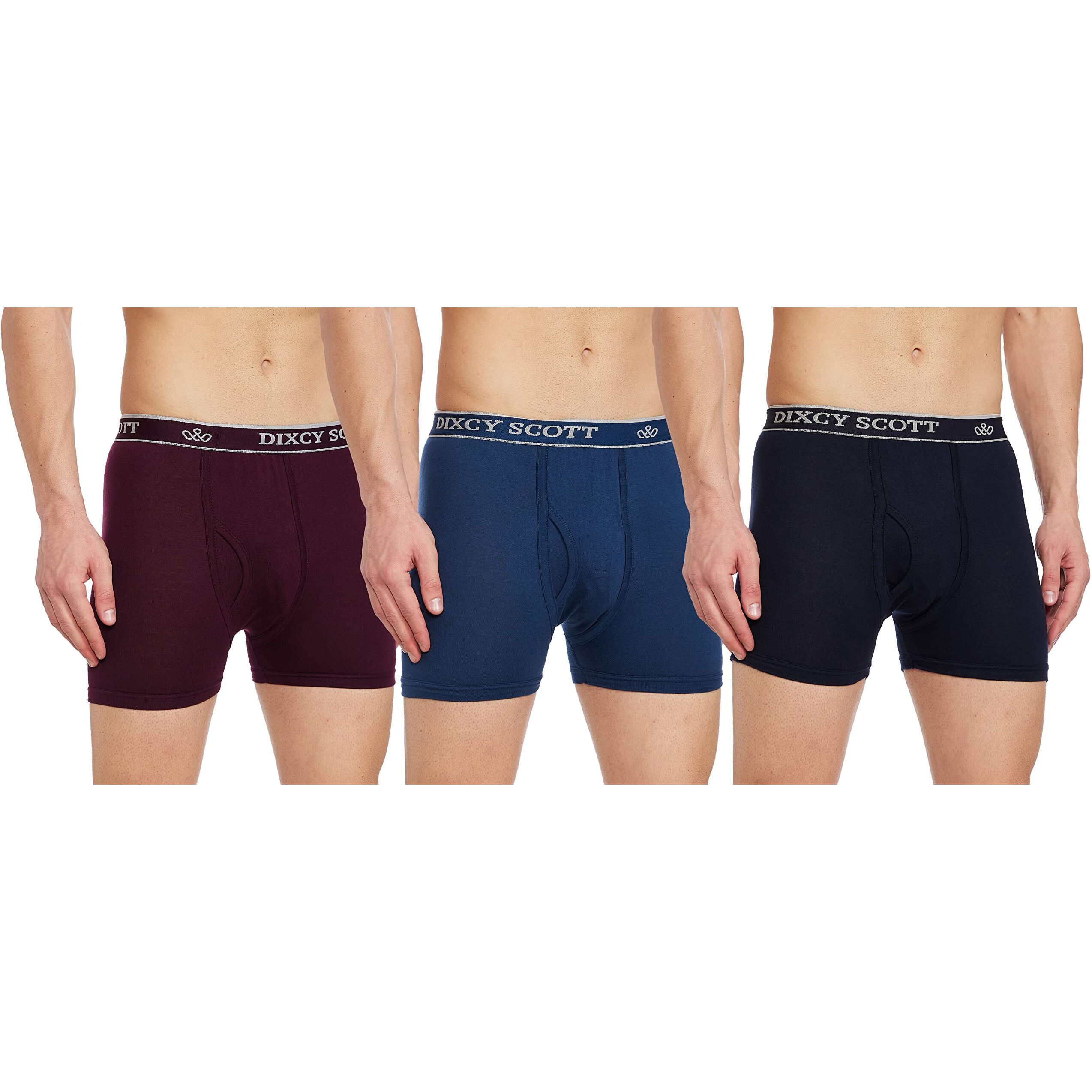 Dixcy Scott Originals Mens Long Cross Trunk Comfort Fit Solid Innerwear Outer Elastic with Spandex- Assorted - Print & Color May be Vary(Assorted - Pack of 3 )-XL