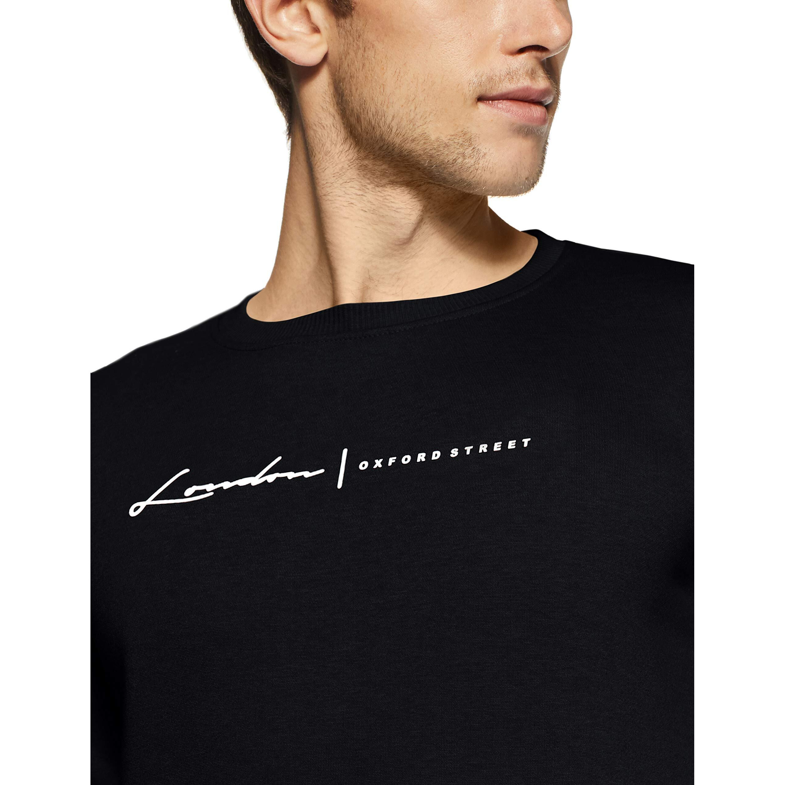 Qube By Fort Collins Men's Regular Fleece Round Neck Sweatshirt (929241 SMU_Black_XL)