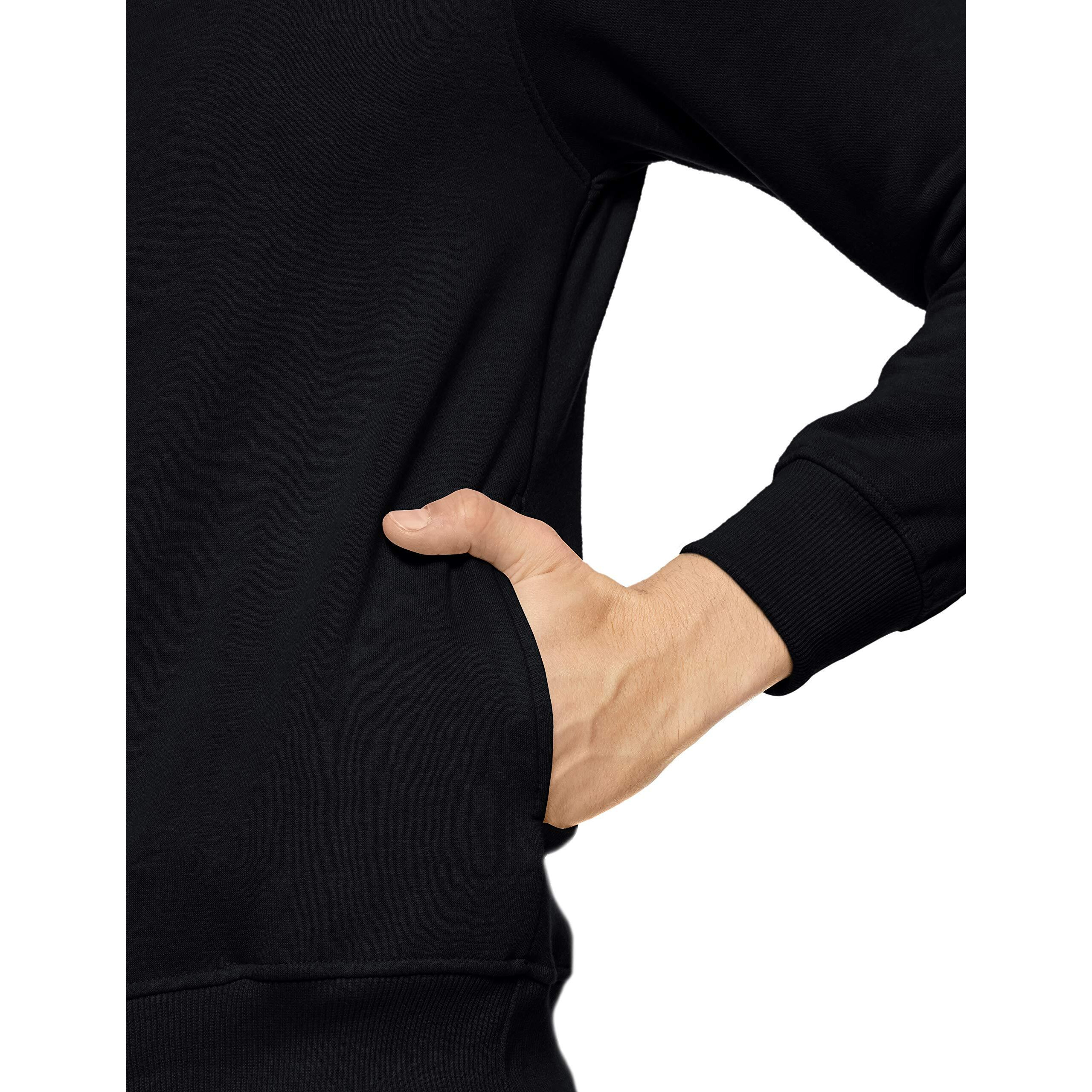 Qube By Fort Collins Men's Regular Fleece Round Neck Sweatshirt (929241 SMU_Black_XL)