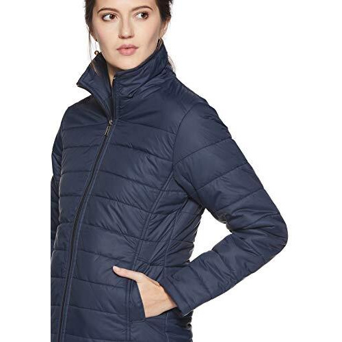 Qube By Fort Collins Nylon Women's Parka Standard Length Coat (24702 Smu_Navy Blue_L)