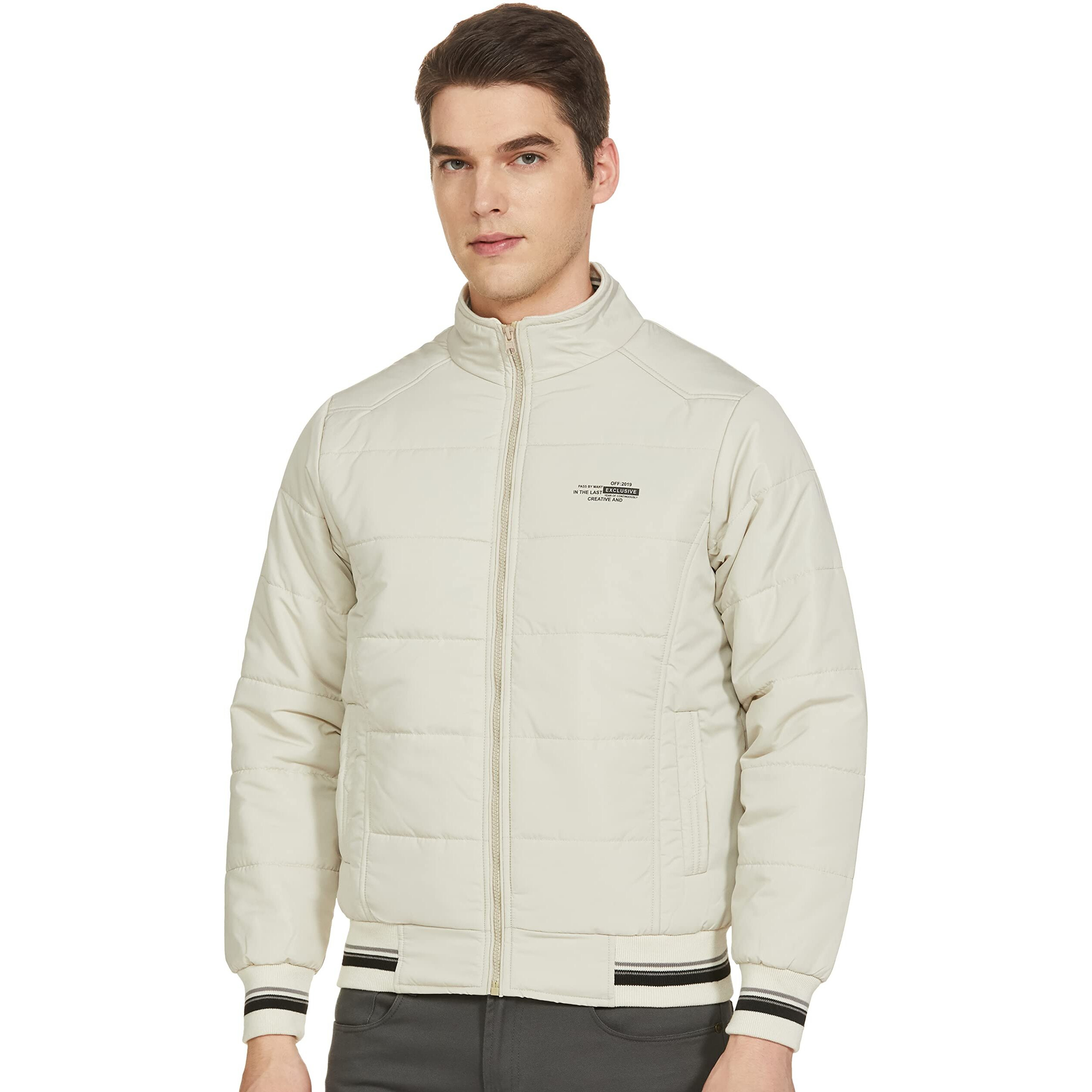 Qube By Fort Collins Men's Nylon Short Length Jacket, 7292, Stone, L