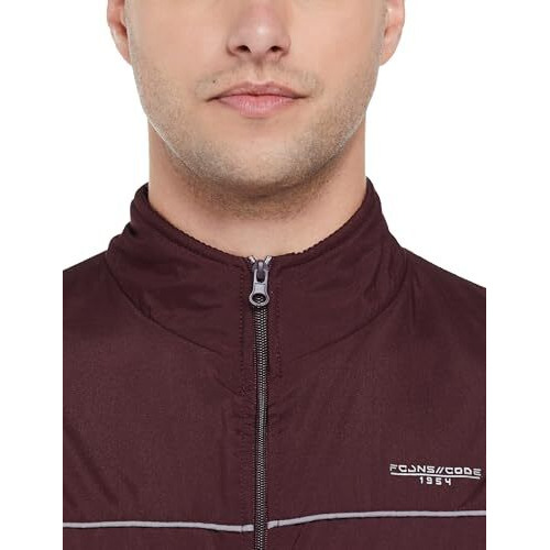 Qube By Fort Collins Men's Polyester Standard Length Jacket, BD804AZ, Wine, Medium