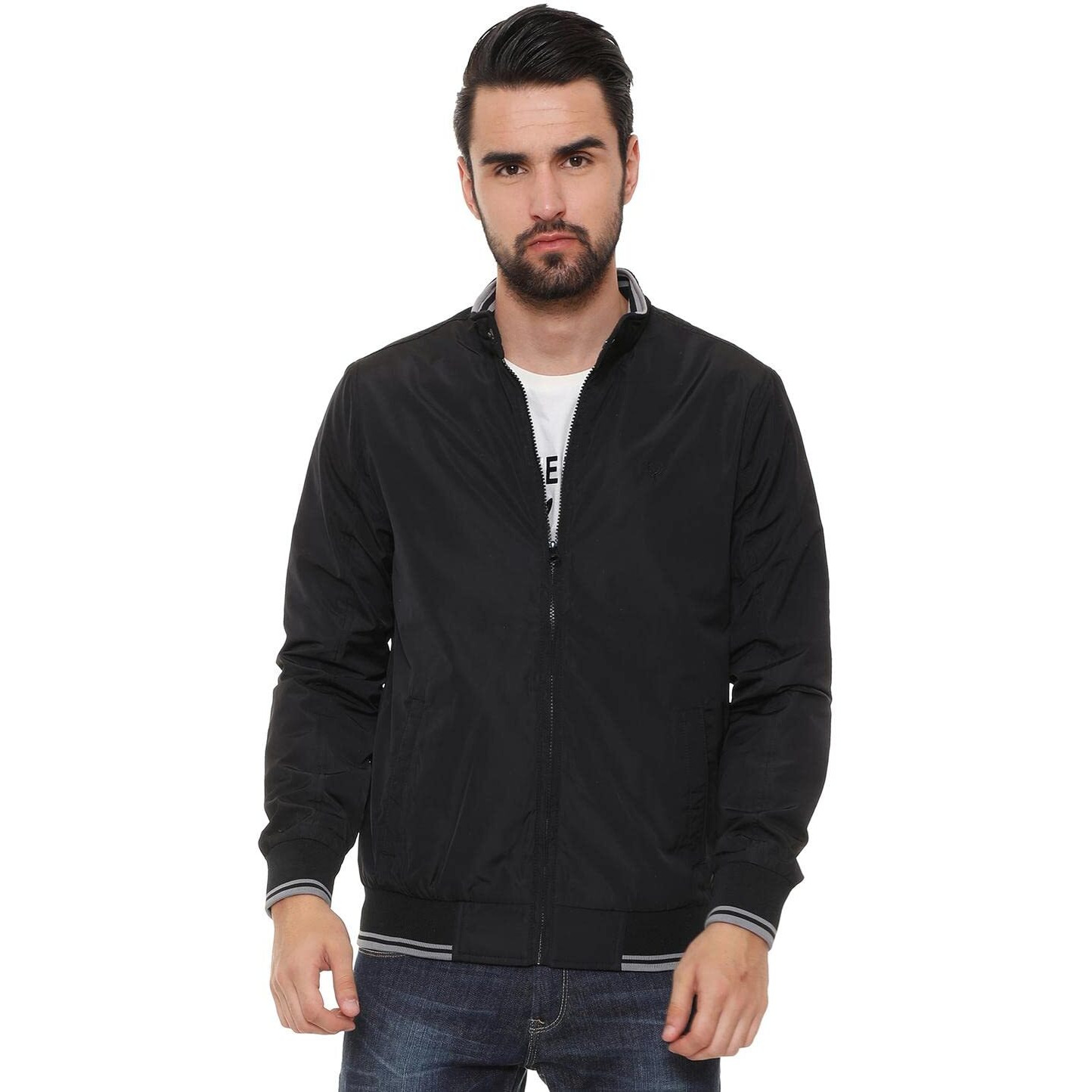 Allen Solly Polyester Men's Standard Length A-Line Coat (Asjkobop519952_Black_S)